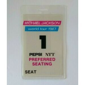 Michael Jackson Bad Preferred Seat # 1 Backstage Pass Original 1987 Concert Tour
